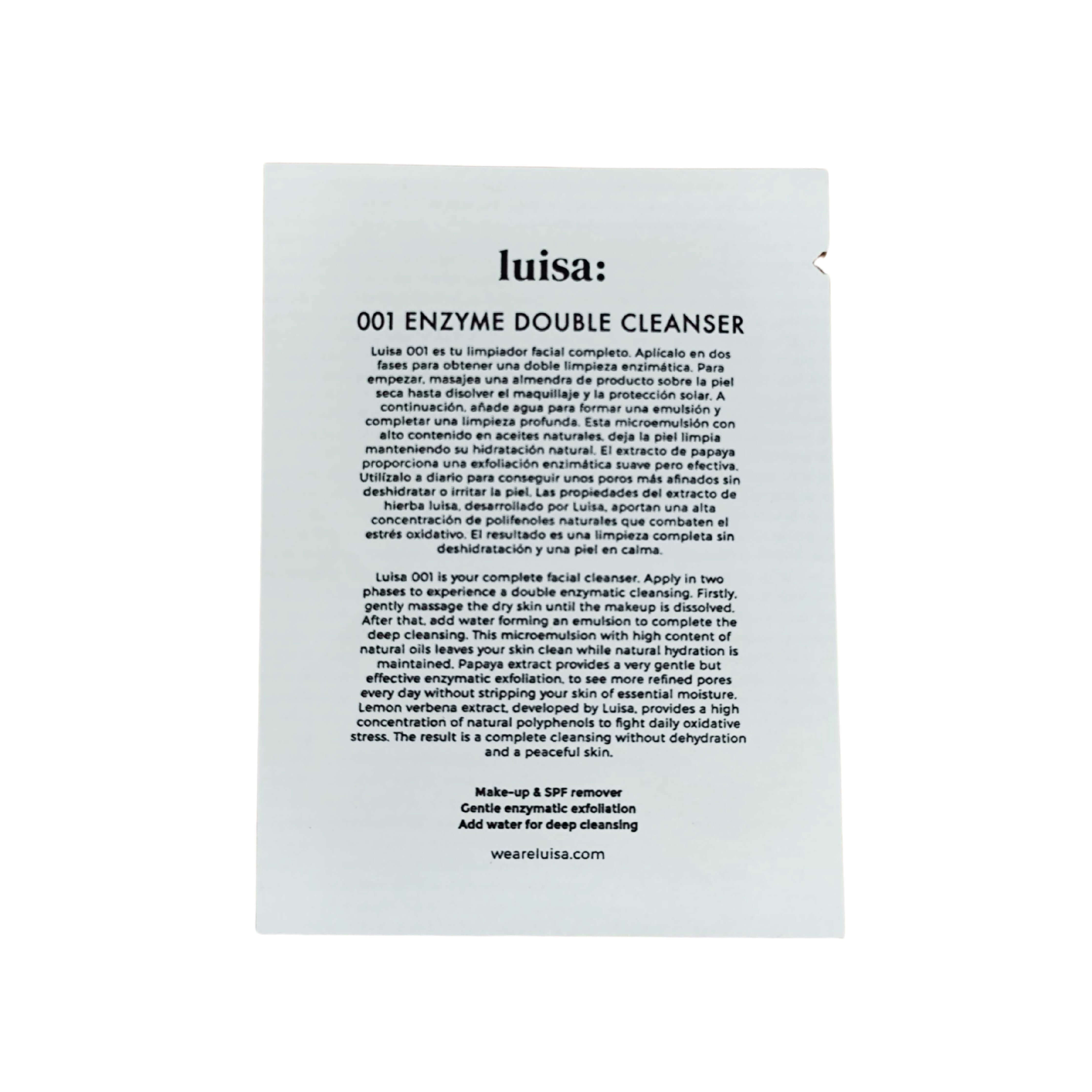 Nettoyant visage aux enzymes. 001 Double nettoyant aux enzymes. Huile gélifiée 3 ml.